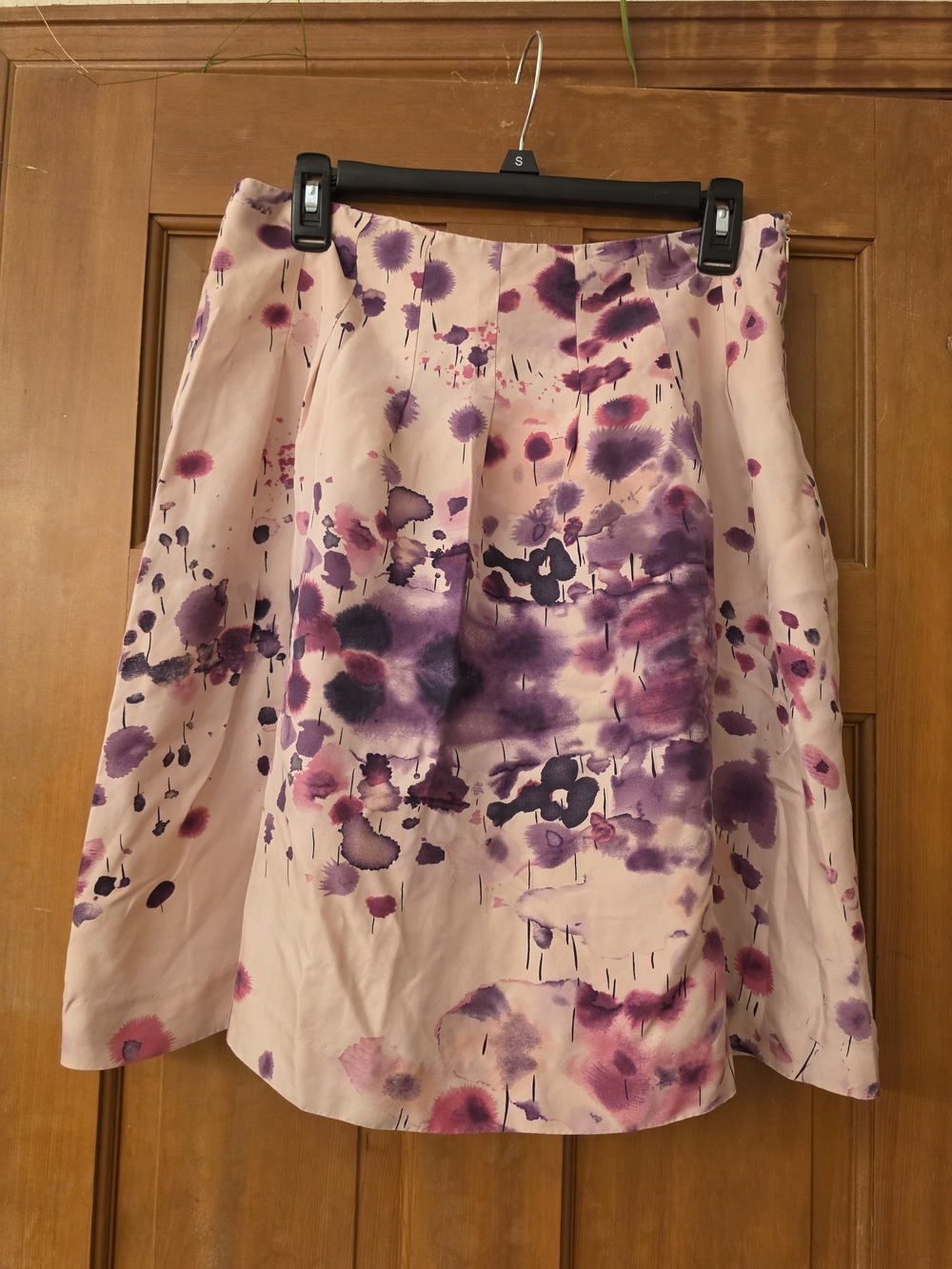 Calvin Klein Pink A-Line Skirt with Purple Watercolor Floral